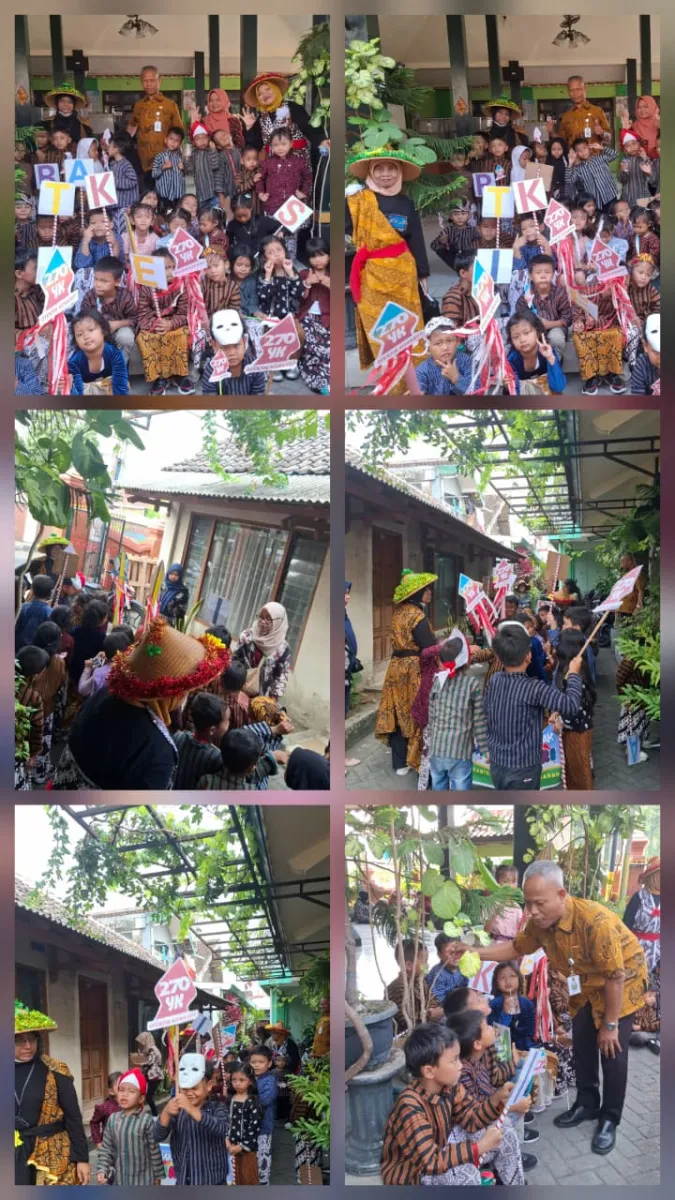 USAI IKUTI KARNAVAL HUT KOTA YOGYAKARTA, ANAK-ANAK TK MEKAR SARI KUNJUNGI KELURAHAN PRAWIRODIRJAN
