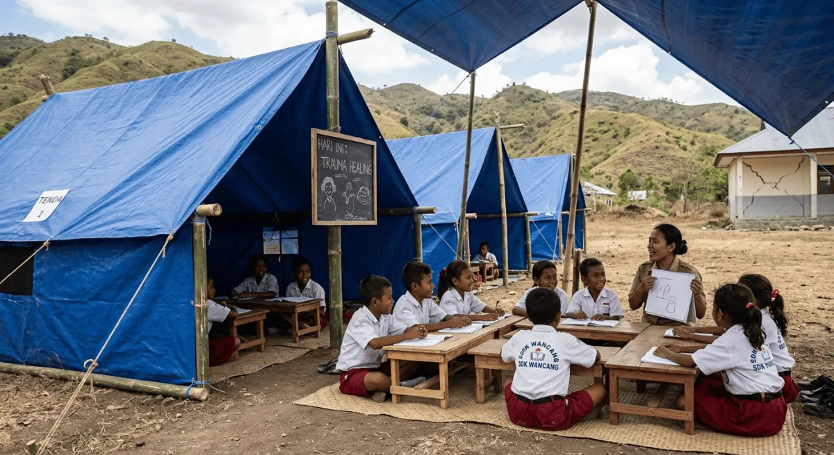 SEKOLAH DI NTT GELAR KBM DI TENDA DARURAT PASCA GEMPA M 7,7