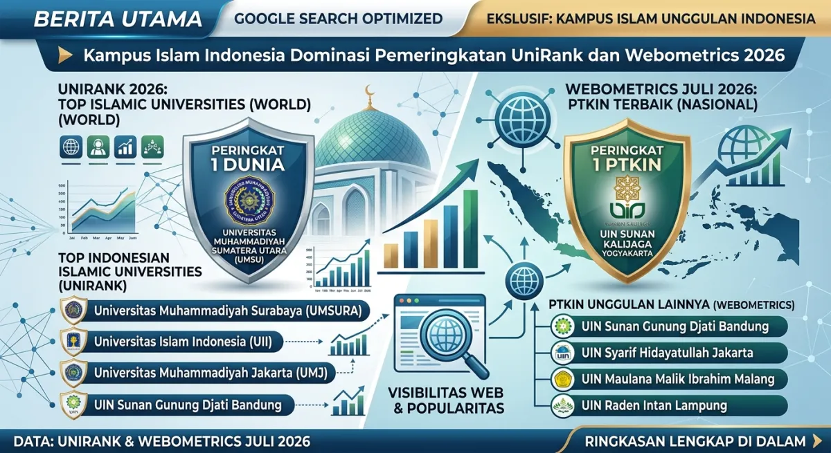 DOMINASI PEMERINGKATAN GLOBAL 2026, KAMPUS ISLAM INDONESIA BERHASIL RAIAH POSISI PUNCAK UNIRANK DAN WEBOMETRICS