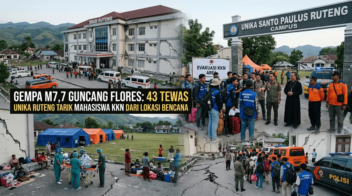 GEMPA M7,7 GUNCANG FLORES: 43 ORANG TEWAS, UNIKA RUTENG DIRIKAN TENDA DAN TARIK MAHASISWA KKN DARI LOKASI BENCANA
