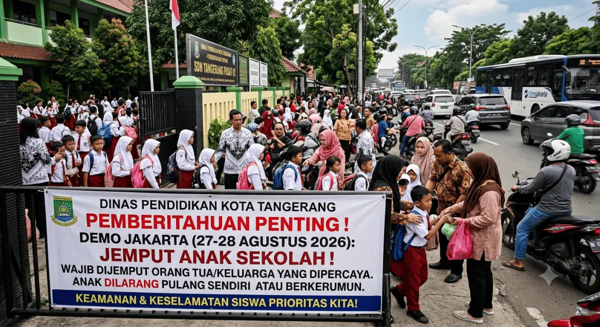 ANTISIPASI DEMO JAKARTA, DISDIK KOTA TANGERANG WAJIBKAN ORANG TUA JEMPUT SISWA SAAT PULANG SEKOLAH