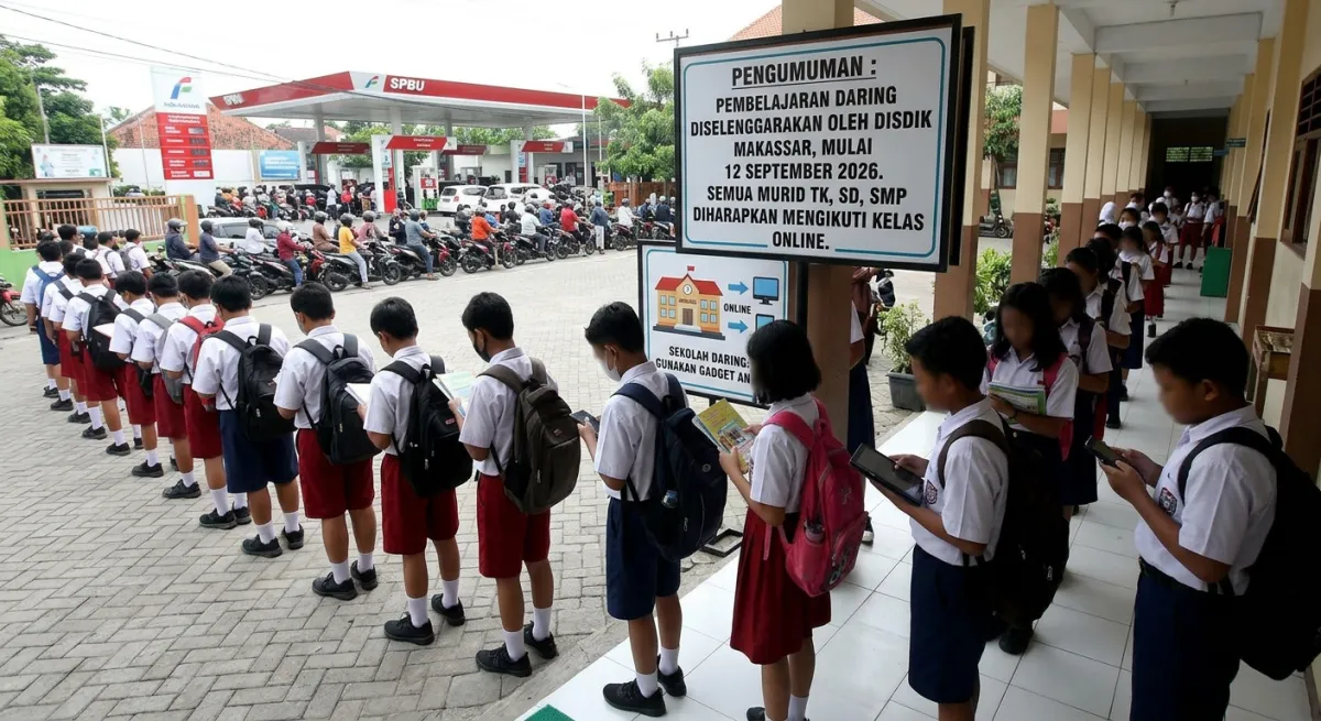 DISDIK MAKASSAR TERAPKAN PEMBELAJARAN DARING IMBAS KELANGKAAN DAN ANTREAN BBM